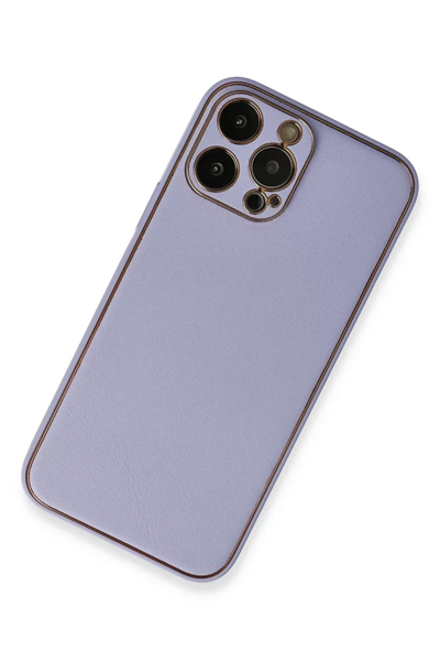Apple iPhone 13 Pro Kılıf Coco Deri Silikon Kapak - Açık Lila