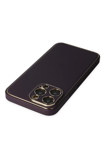 Apple iPhone 13 Pro Kılıf Coco Deri Silikon Kapak - Derin Mor
