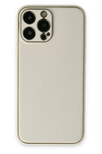Apple iPhone 13 Pro Kılıf Coco Deri Silikon Kapak - Beyaz