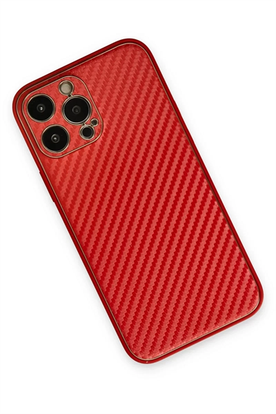 Apple iPhone 13 Pro Kılıf Coco Karbon Silikon - Kırmızı