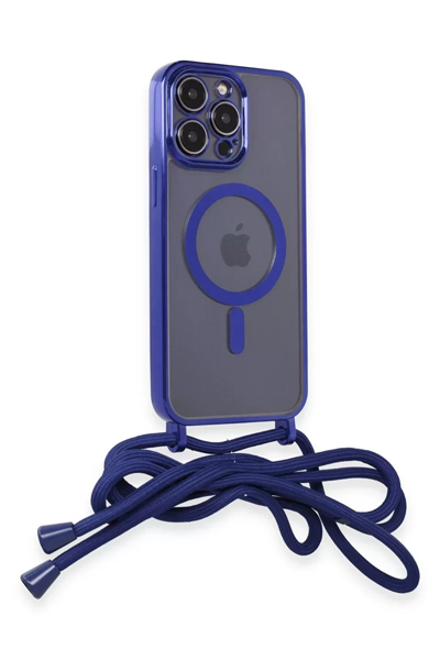 Apple iPhone 13 Pro Kılıf Divo Lazer Askılı Magsafe Kapak - Mavi