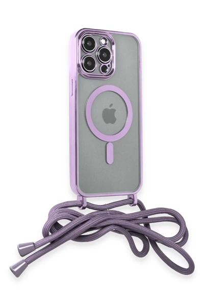 Apple iPhone 13 Pro Kılıf Divo Lazer Askılı Magsafe Kapak - Lila