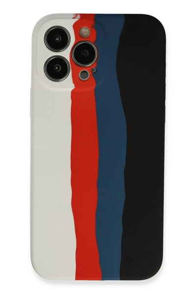 Apple iPhone 13 Pro Kılıf Ebruli Lansman Silikon - Beyaz-Siyah