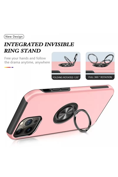 Apple iPhone 13 Pro Kılıf Elit Yüzüklü Kapak - Pembe