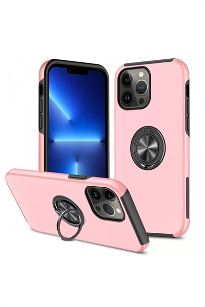 Apple iPhone 13 Pro Kılıf Elit Yüzüklü Kapak - Pembe