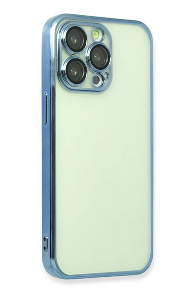 Apple iPhone 13 Pro Kılıf Lensli Silikon - Açık Mavi