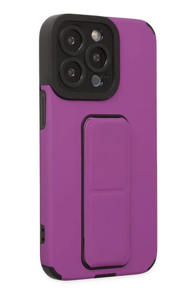 Apple iPhone 13 Pro Kılıf Mega Standlı Silikon - Mor