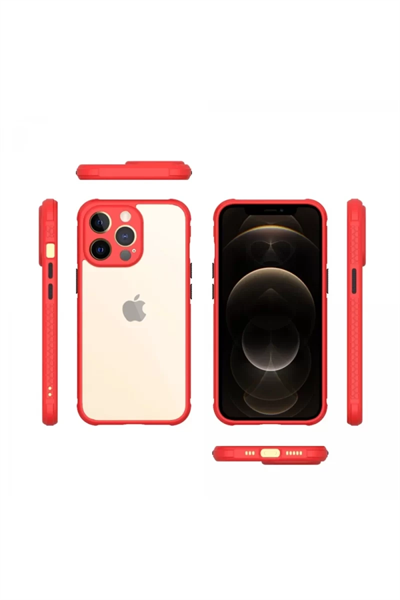 Apple iPhone 13 Pro Kılıf Miami Şeffaf Silikon - Kırmızı