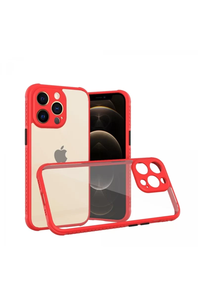 Apple iPhone 13 Pro Kılıf Miami Şeffaf Silikon - Kırmızı