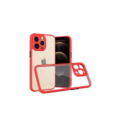 Apple iPhone 13 Pro Kılıf Miami Şeffaf Silikon - Kırmızı