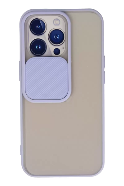 Apple iPhone 13 Pro Kılıf Palm Buzlu Kamera Sürgülü Silikon - Lila