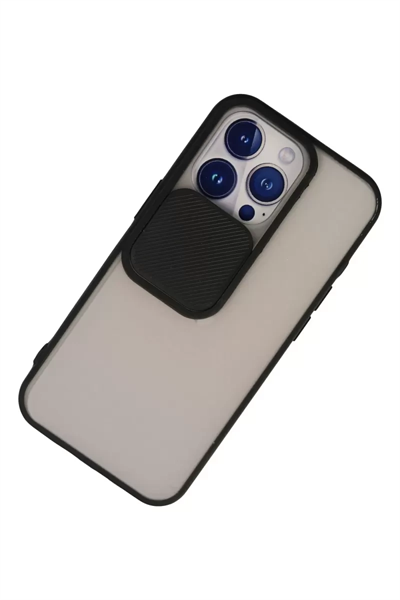 Apple iPhone 13 Pro Kılıf Palm Buzlu Kamera Sürgülü Silikon - Siyah