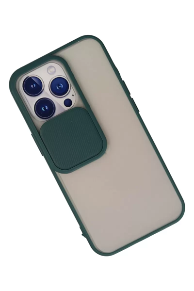 Apple iPhone 13 Pro Kılıf Palm Buzlu Kamera Sürgülü Silikon - Yeşil