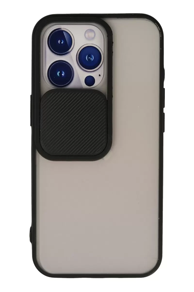 Apple iPhone 13 Pro Kılıf Palm Buzlu Kamera Sürgülü Silikon - Siyah