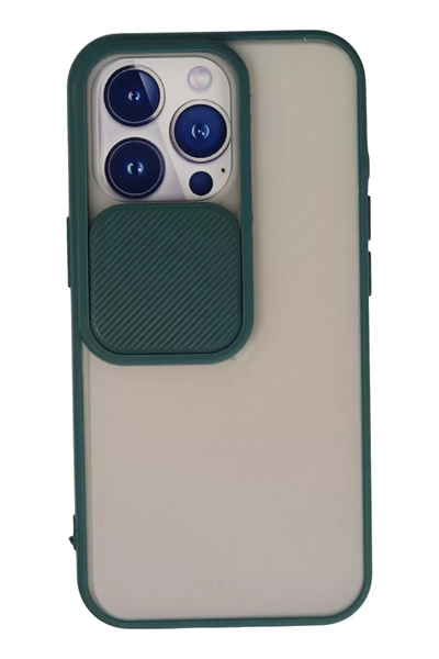 Apple iPhone 13 Pro Kılıf Palm Buzlu Kamera Sürgülü Silikon - Yeşil