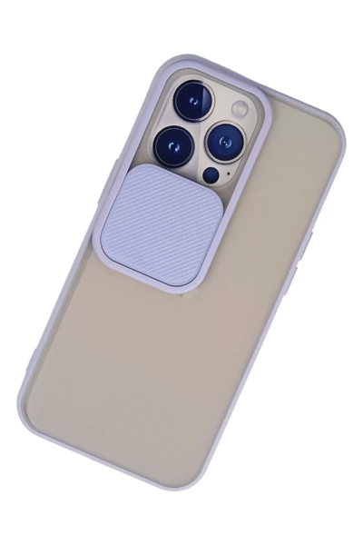 Apple iPhone 13 Pro Kılıf Palm Buzlu Kamera Sürgülü Silikon - Lila