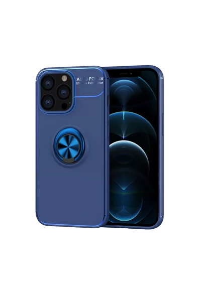Apple iPhone 13 Pro Kılıf Range Yüzüklü Silikon - Mavi