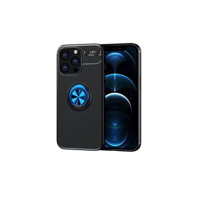 Apple iPhone 13 Pro Kılıf Range Yüzüklü Silikon - Siyah-Mavi