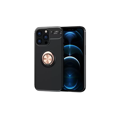 Apple iPhone 13 Pro Kılıf Range Yüzüklü Silikon - Siyah-Gold