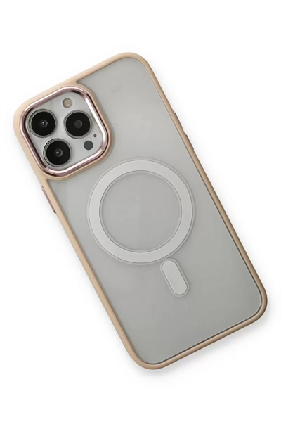 Apple iPhone 13 Pro Kılıf Room Magneticsafe Silikon - Pudra