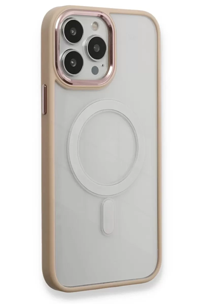 Apple iPhone 13 Pro Kılıf Room Magneticsafe Silikon - Pudra