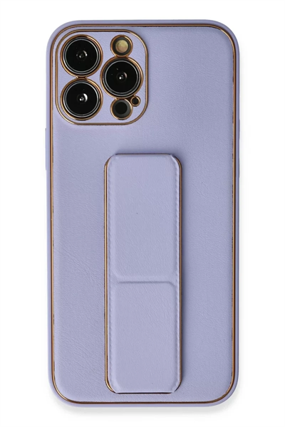 Apple iPhone 13 Pro Max Kılıf Coco Deri Standlı Kapak - Lila