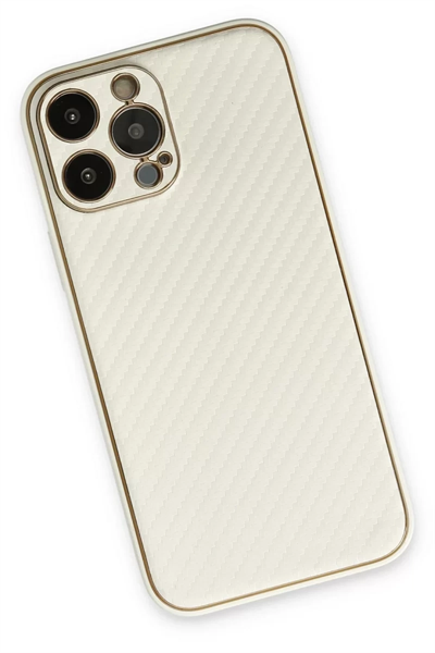 Apple iPhone 13 Pro Max Kılıf Coco Karbon Silikon - Beyaz