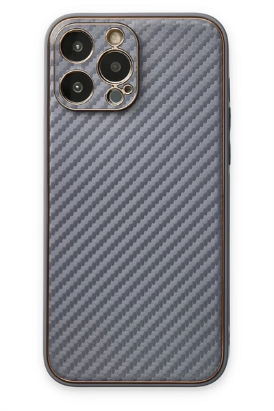 Apple iPhone 13 Pro Max Kılıf Coco Karbon Silikon - Gri