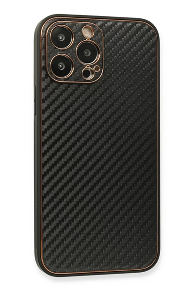 Apple iPhone 13 Pro Max Kılıf Coco Karbon Silikon - Siyah