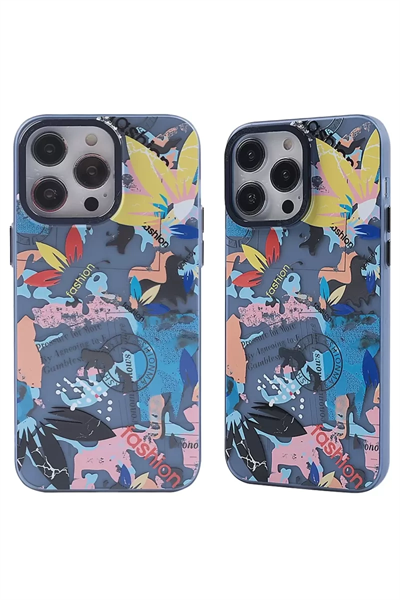 Apple iPhone 13 Pro Max Kılıf Desenli Kapak - Pembe - 1
