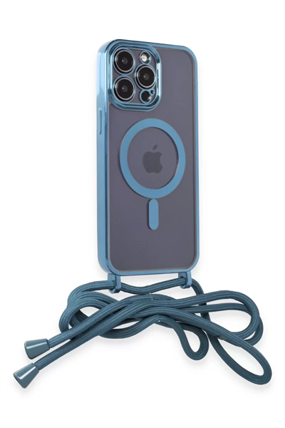 Apple iPhone 13 Pro Max Kılıf Divo Lazer Askılı Magsafe Kapak - Sierra Blue