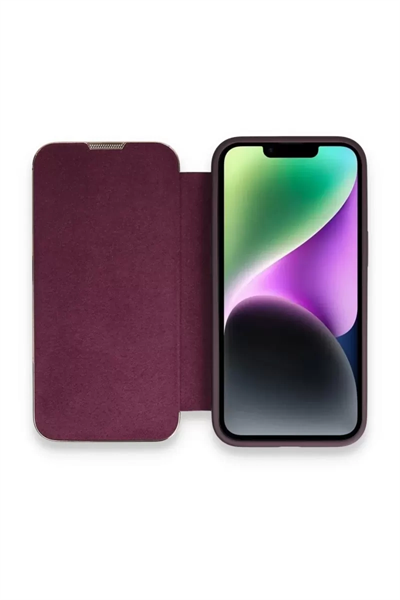 Apple iPhone 13 Pro Max Kılıf Dolpin Kapaklı - Derin Mor