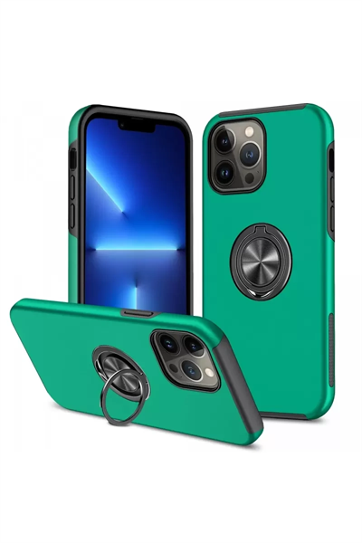 Apple iPhone 13 Pro Max Kılıf Elit Yüzüklü Kapak - Yeşil