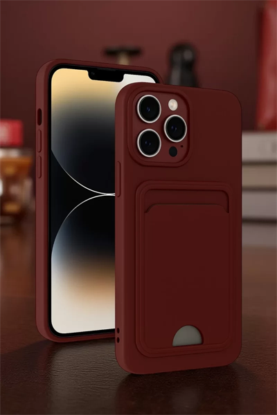 Apple iPhone 13 Pro Max Kılıf Kelvin Kartvizitli Silikon - Derin Mor