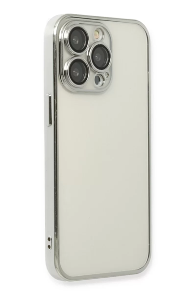 Apple iPhone 13 Pro Max Kılıf Lensli Silikon - Gümüş