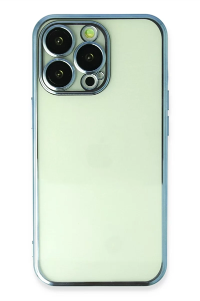 Apple iPhone 13 Pro Max Kılıf Lensli Silikon - Açık Mavi