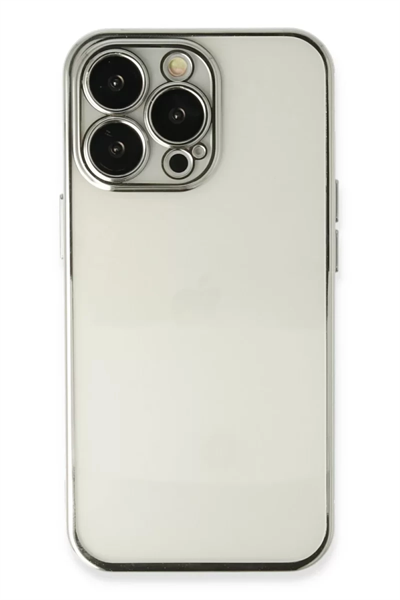 Apple iPhone 13 Pro Max Kılıf Lensli Silikon - Gümüş
