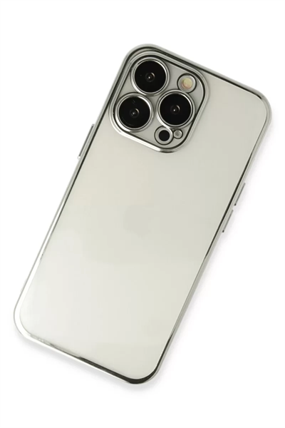 Apple iPhone 13 Pro Max Kılıf Lensli Silikon - Gümüş