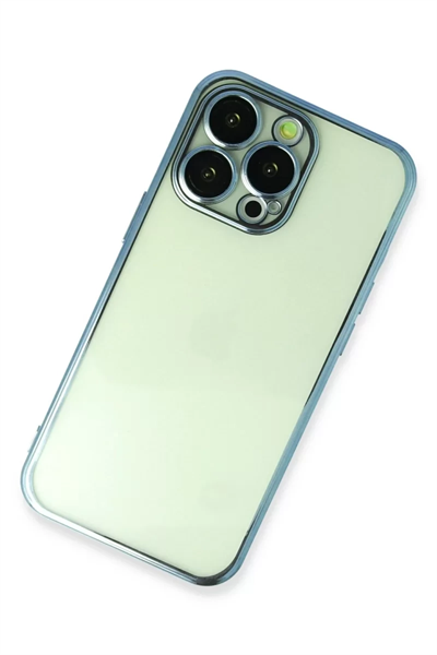 Apple iPhone 13 Pro Max Kılıf Lensli Silikon - Açık Mavi