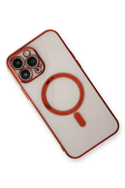 Apple iPhone 13 Pro Max Kılıf Magneticsafe Lazer Silikon - Kırmızı