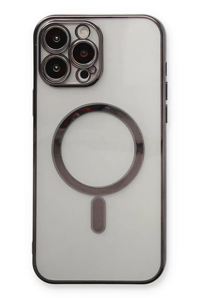 Apple iPhone 13 Pro Max Kılıf Magneticsafe Lazer Silikon - Siyah