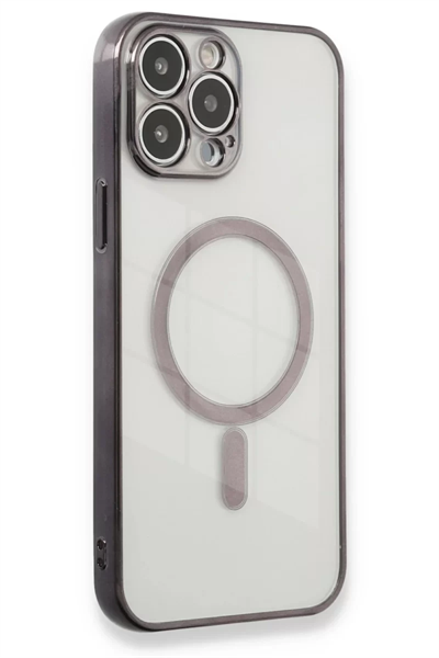 Apple iPhone 13 Pro Max Kılıf Magneticsafe Lazer Silikon - Siyah