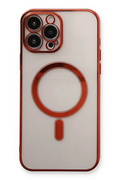 Apple iPhone 13 Pro Max Kılıf Magneticsafe Lazer Silikon - Kırmızı