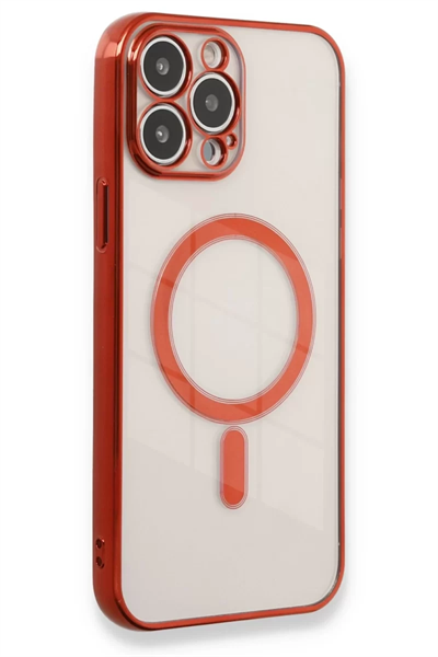 Apple iPhone 13 Pro Max Kılıf Magneticsafe Lazer Silikon - Kırmızı