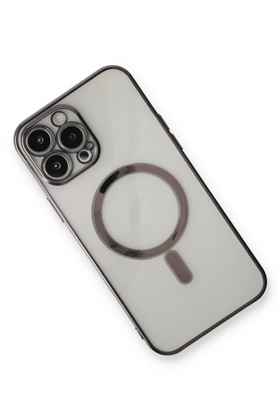 Apple iPhone 13 Pro Max Kılıf Magneticsafe Lazer Silikon - Siyah