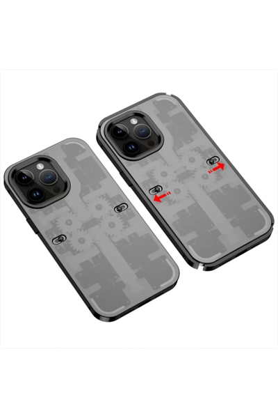Apple iPhone 13 Pro Max Kılıf Mekanik Bumper Kapak - Siyah