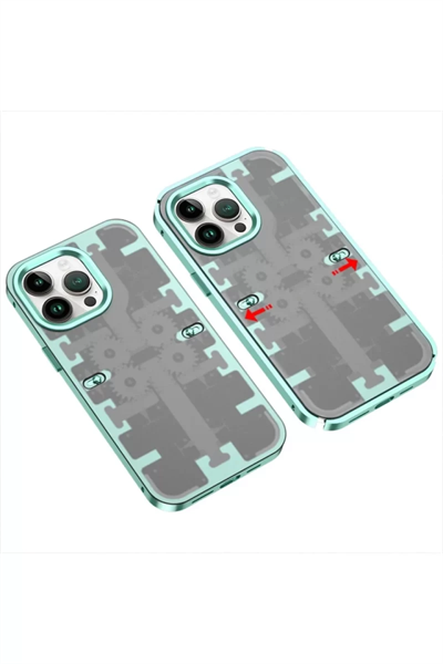 Apple iPhone 13 Pro Max Kılıf Mekanik Bumper Kapak - Yeşil