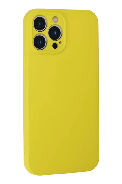 Apple iPhone 13 Pro Max Kılıf Nano içi Kadife Silikon - Sarı