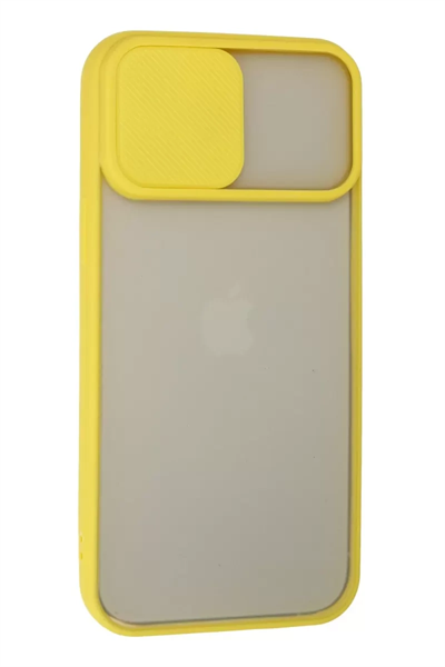 Apple iPhone 13 Pro Max Kılıf Palm Buzlu Kamera Sürgülü Silikon - Sarı