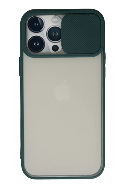 Apple iPhone 13 Pro Max Kılıf Palm Buzlu Kamera Sürgülü Silikon - Yeşil
